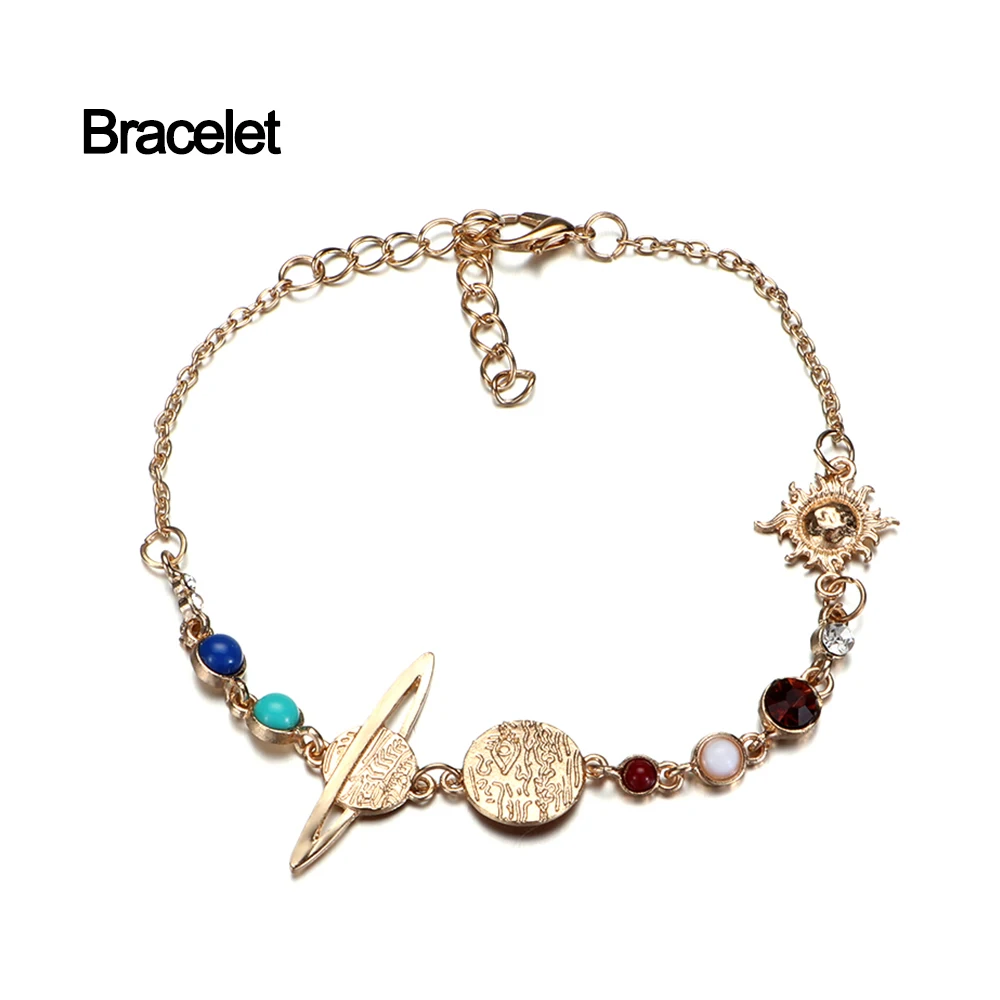 Bracelet Простая Подвеска ножного браслета для женщин с золотистым камнем бусы планета ножные браслеты летние пляжные браслеты на ногу ювелирные изделия ножной браслет - Окраска металла: Bracelet