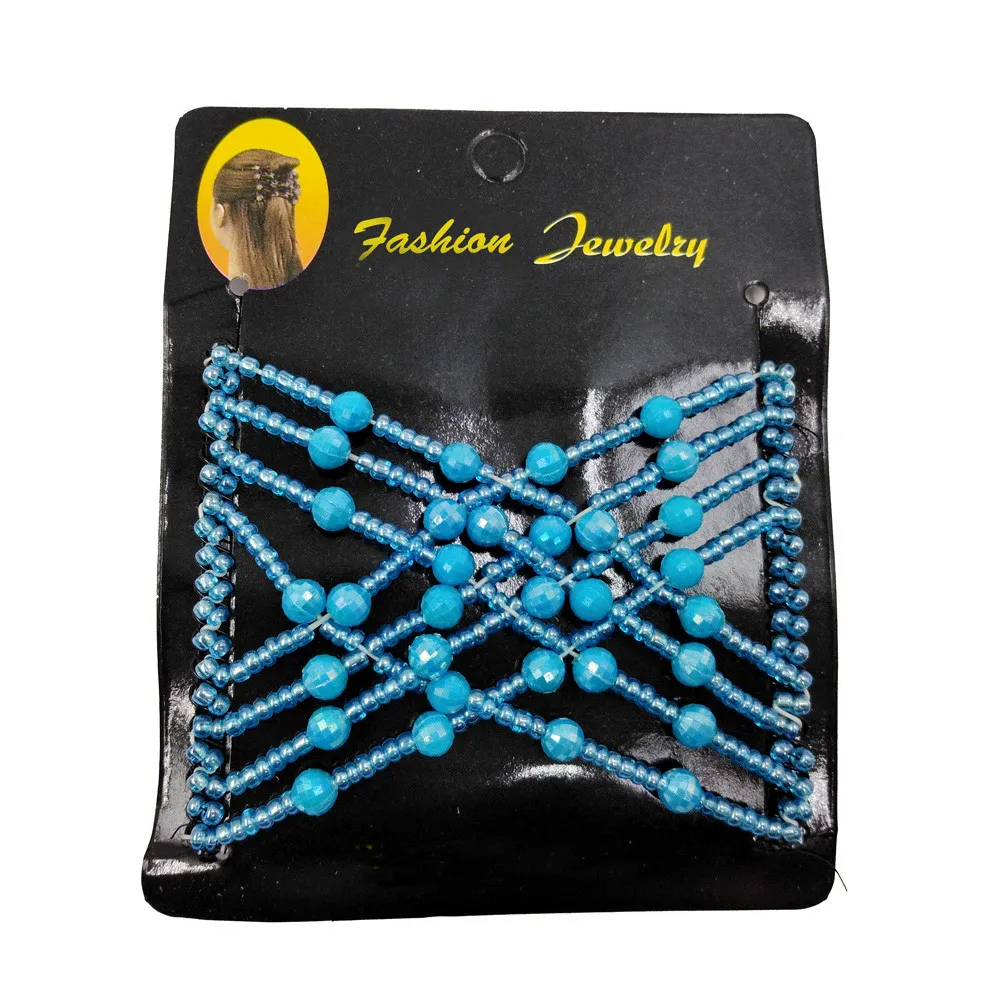 

Bead Hair Accessories Stretchy Women Hair Combs Double Magic Slide Metal Comb Clip Hairpins Women Accessories