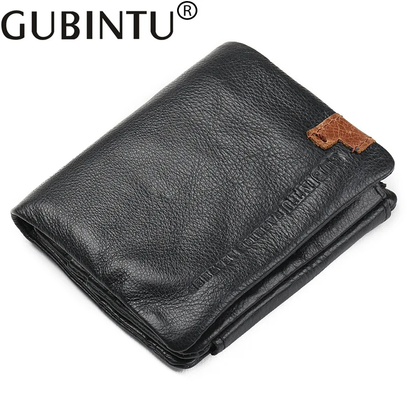 

Gubintu Men's Short Leather Wallet Leather Tri-Fold Korean New Coin Purse Cool