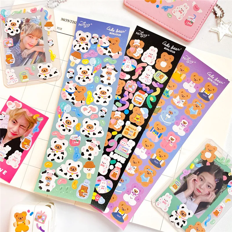 

1pc Ins Cute Animal Stickers Bear Scrapbooking Idol Card Decorative Sticker Korean DIY Diary Album Stick Label Kawaii Stationery