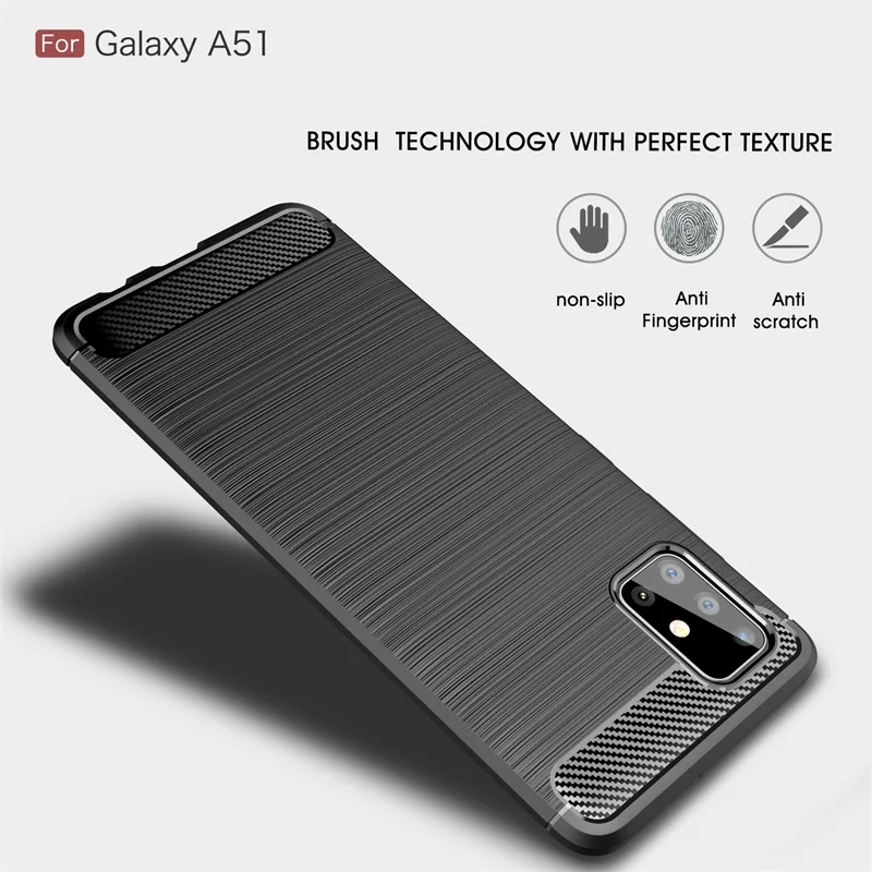 Для samsung Galaxy A71 A51 чехол мягкий силиконовый из углеродного волокна ударопрочный