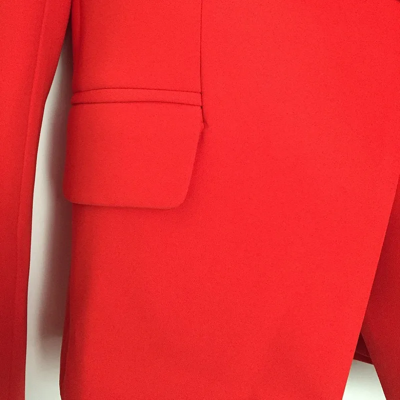 

Spring High Quality New Brand Women Red Blazer Notched Double Breasted Office Lady Slim Fit Plus Size XXXL Veste Tailleur Femme