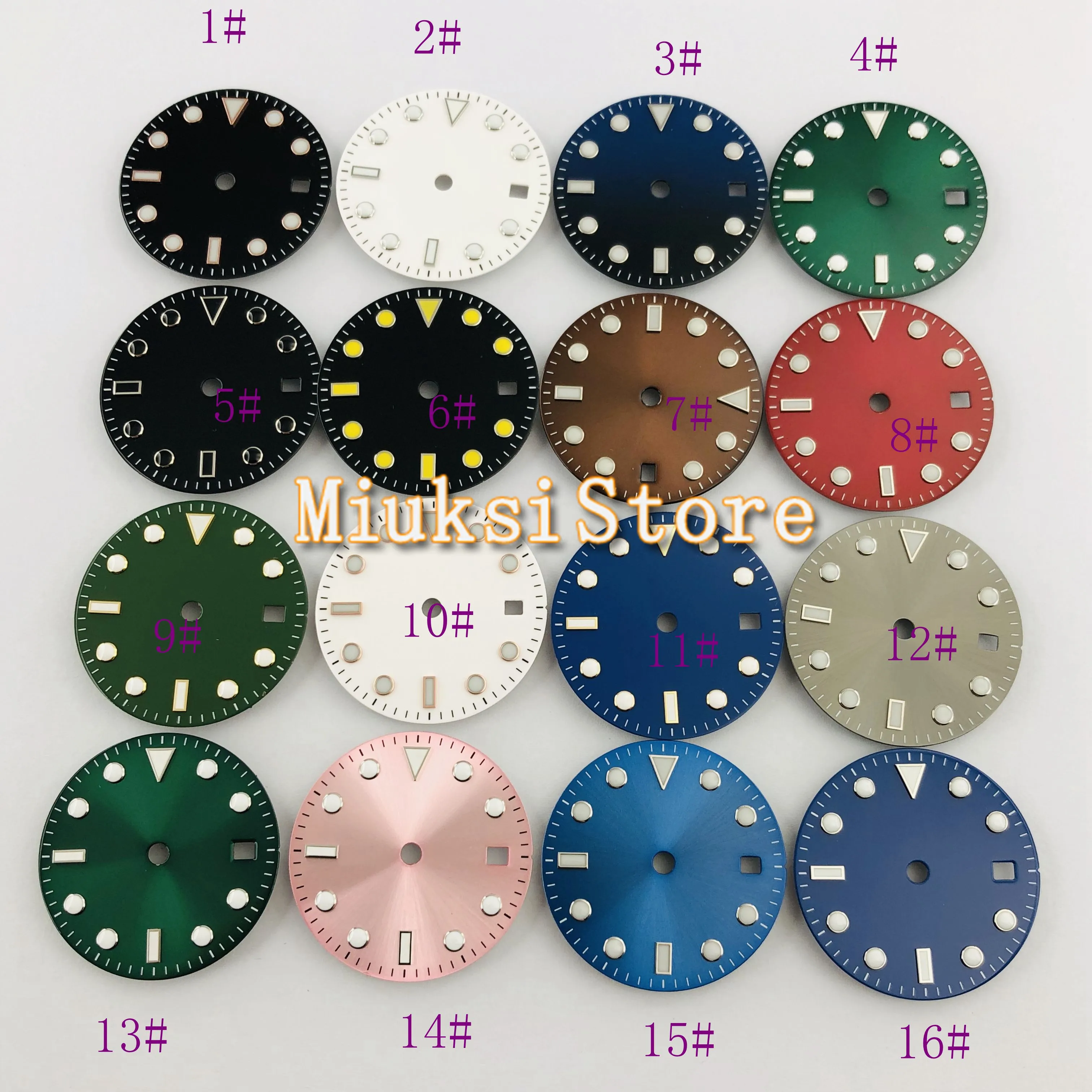 

Watch dial 28.5mm Sterile luminous dial fit NH35 Miyota 8215 821A Mingzhu DG2813 3804 ETA 2824 2836 Seagull 1612 movement