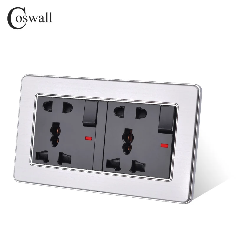 Панель из нержавеющей стали COSWALL 2 комплекта 13 А универсальная розетка с 5