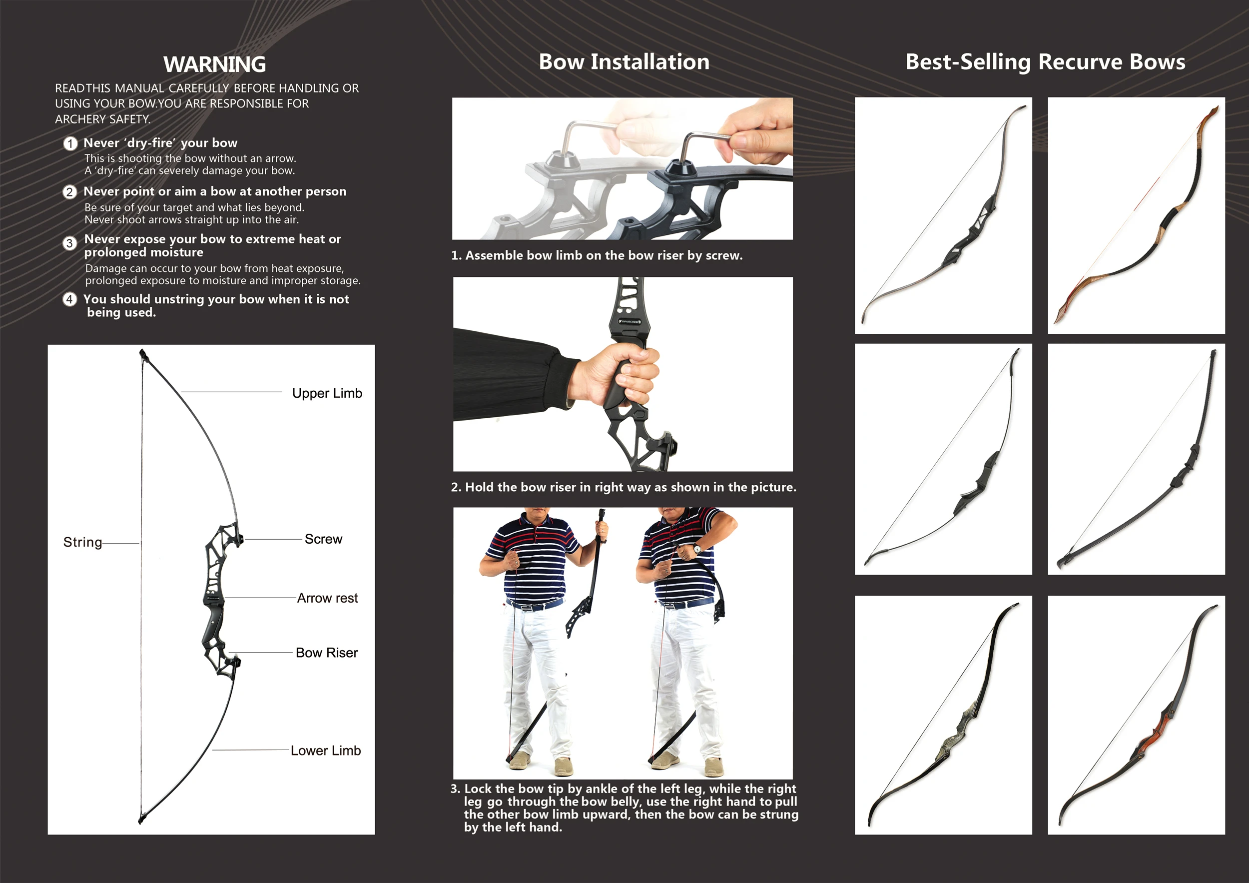 Toparchery Take-down Recurve Hunting Bow - 20/30/40/50lbs Description Image.This Product Can Be Found With The Tag Names Colorful Paintballs, Lightweight Shooting, Stylish Sports & Entertainment
