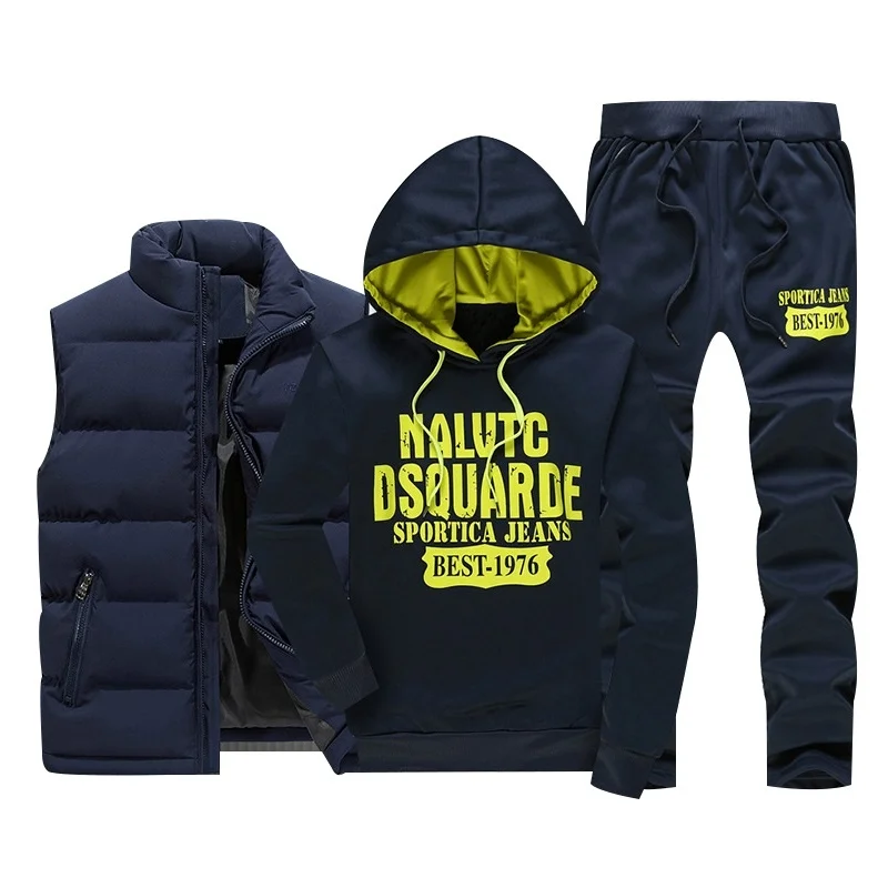 

Letter Brand Printing Hoodie Sweatshirt Men's / Women's Hooded Casual Cotton Sweatshirt Tracksuit 3PC Male Jacket+Pant Hip Hop