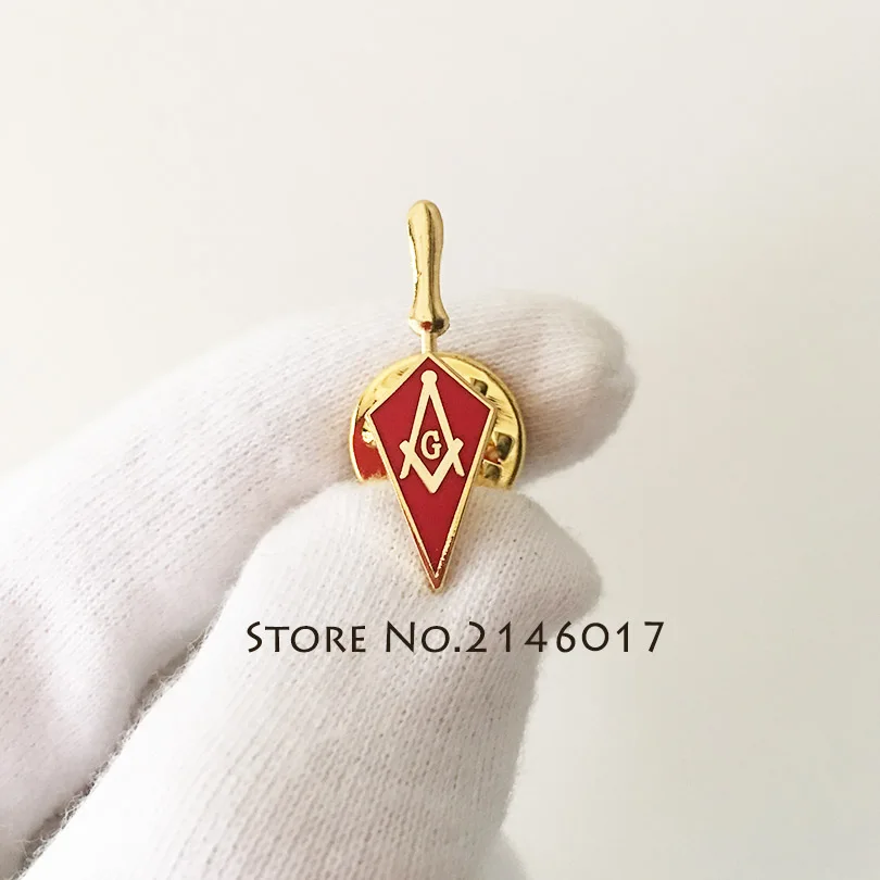 

10pcs Masonic Freemason Tool Red Enamel Square and Compass G Lapel pin Trowel Masonry fellow Free masons Lodge Badges Brooch