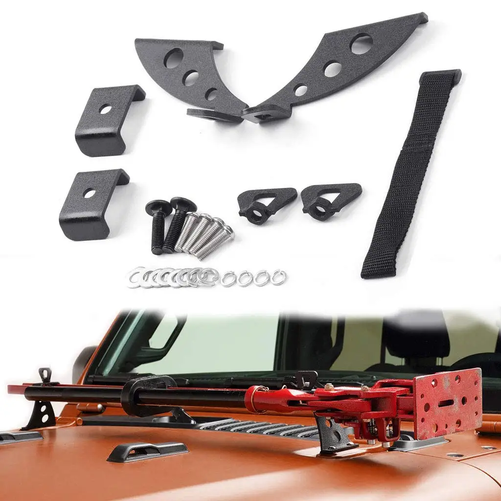 Hi Lift Jack Mount kit Hood/Door Hinge Bracket for 2007-2019 2008 2009 2010 2011 2012 2013 2014 2015 2016 2017 2018 Jeep JK Only |