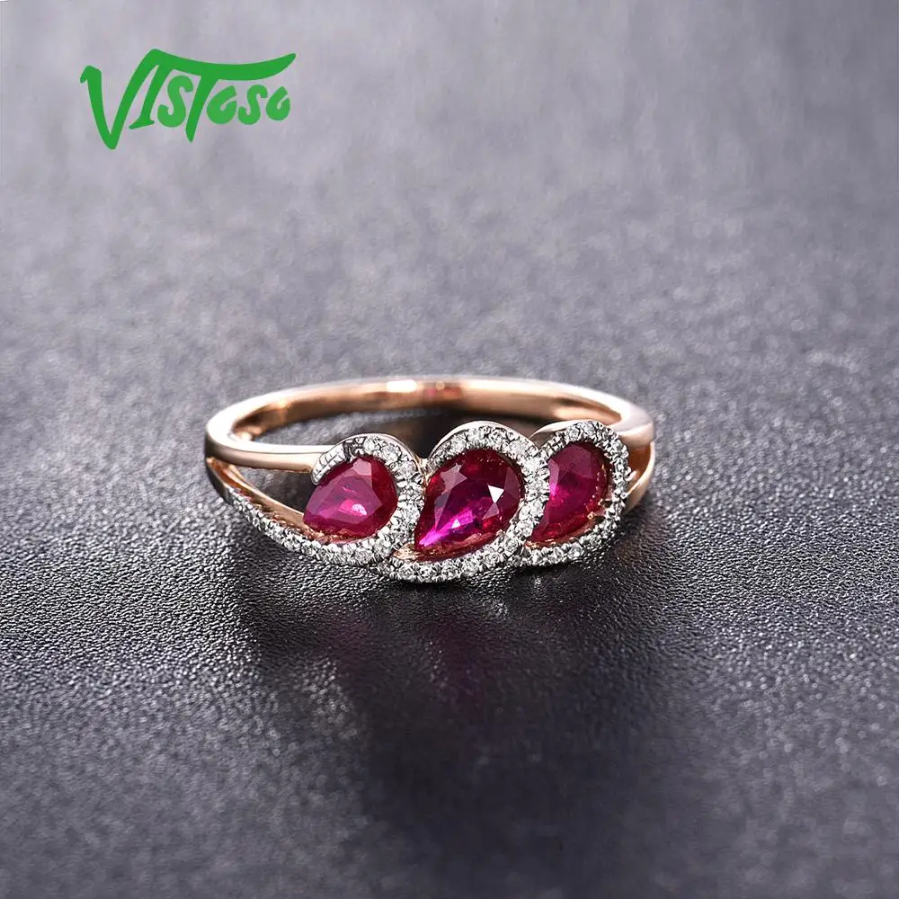Женское кольцо с бриллиантами VISTOSO розовое золото 14K 585 пробы модное роскошное