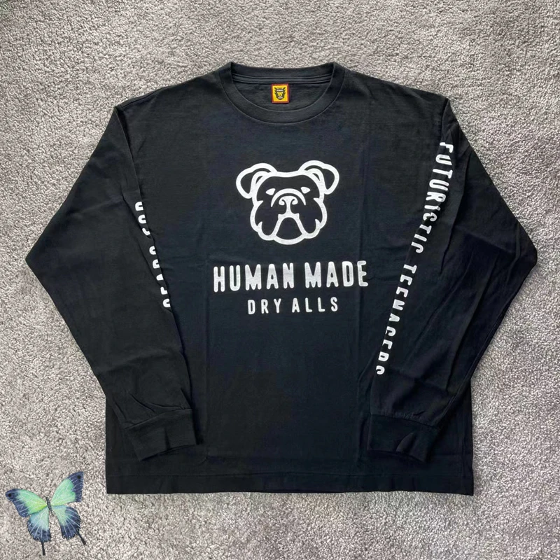 

Men Women Dog Print T-shirt Human Made Long Sleeve T Shirt