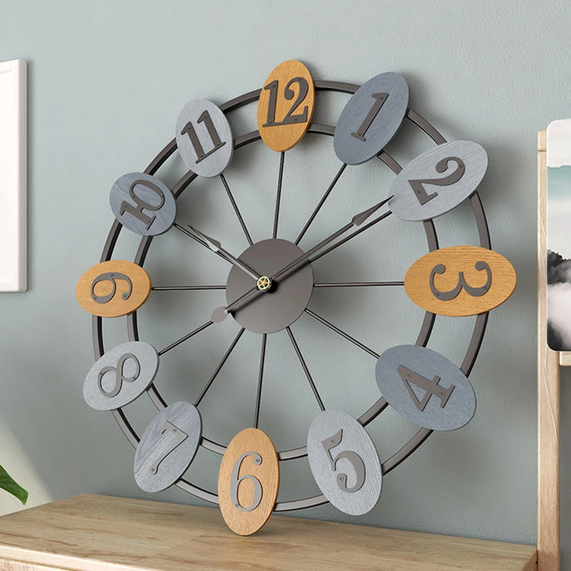 20 дюймовые тихие Большие Железные настенные часы в скандинавском стиле для