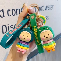 new design four color cute cartoon little dinosaur keychain animal key chains for women bag charm key ring pendant gifts