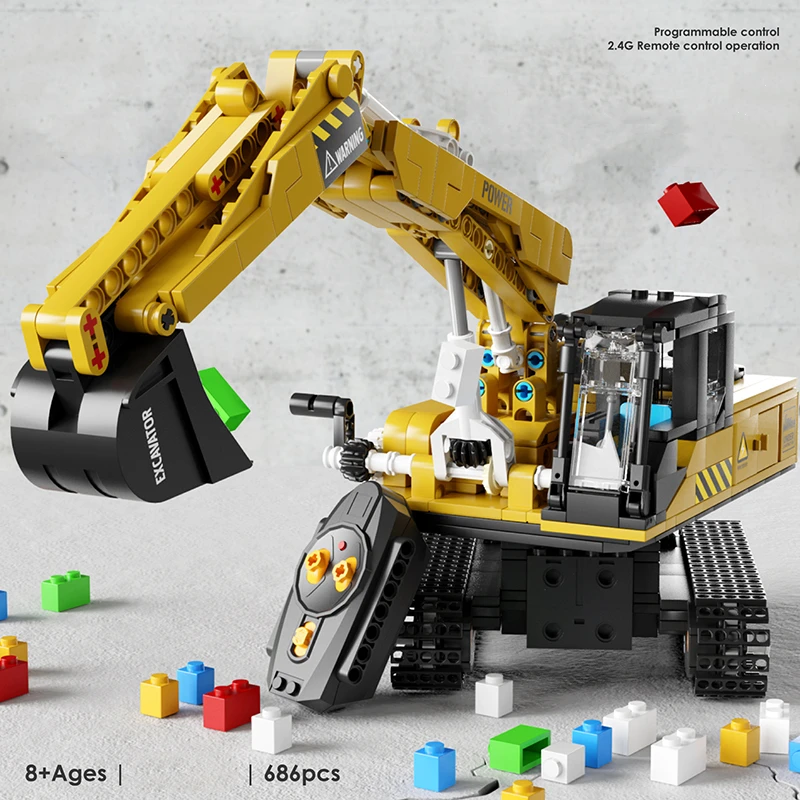 

Crawler excavator forklift bulldozer electric remote control toy building block puzzle assembling brick model children's gift
