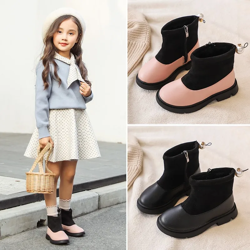 Детская обувь ботинки для девочек зимние новинка 2020 плюшевые утепленные детские