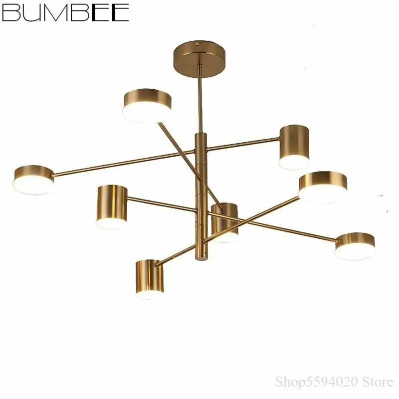 

Nordic Modern Simple Chandelier Luxury Rotating Art Living Room Lustres Industrial Wind Style Dining Room Bedroom Led Chandelier