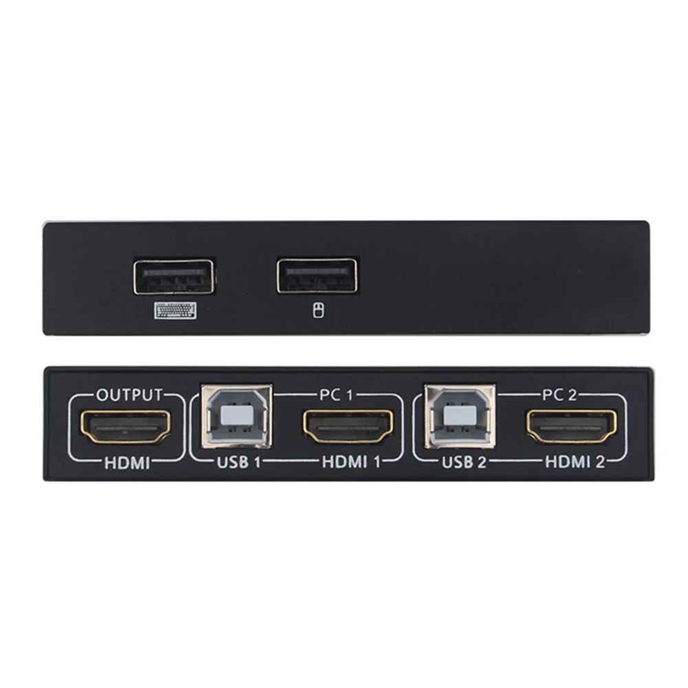 USB HDMI KVM переключатель контейнер под элемент питания 2 Порты 4K видео Дисплей