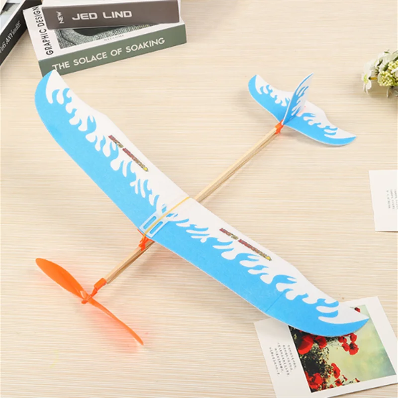

New Raytheon rubber band-powered airplane model hand-thrown foam glider airplane model competition