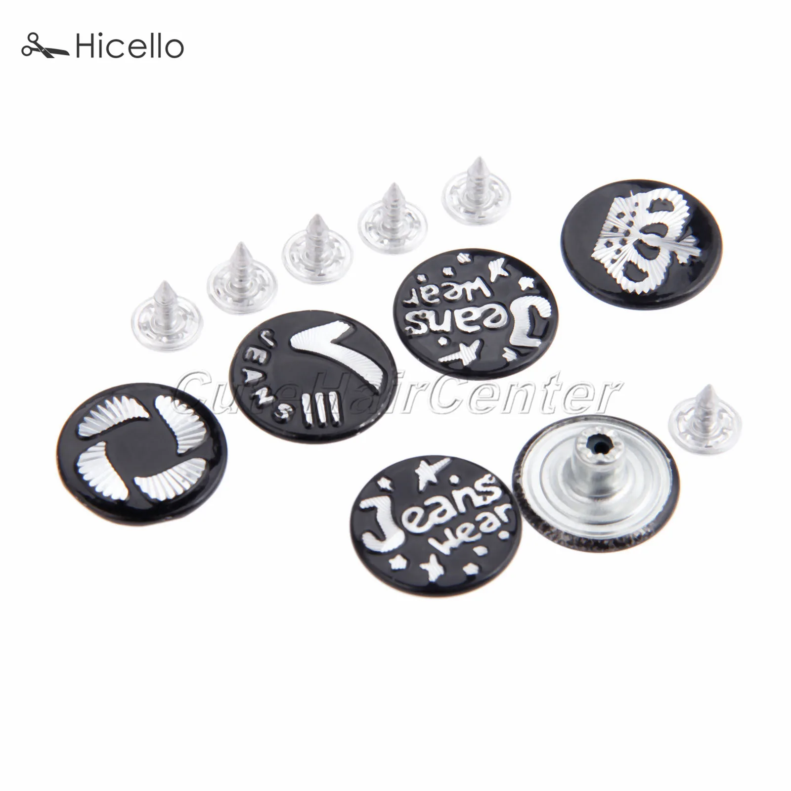 50 комплектов джинсовая пуговица с гвоздями Металл 20 мм черный смешанные узоры