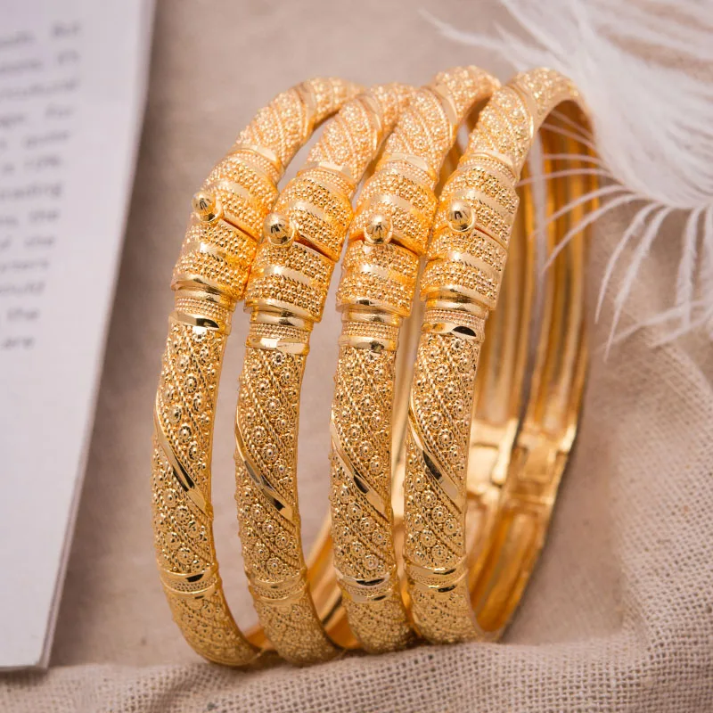 Women Bangle Gold Color Wedding Bangles for Women Bride Can OPen Bracelets indian/Ethiopian/france/African/Dubai Jewelry gifts