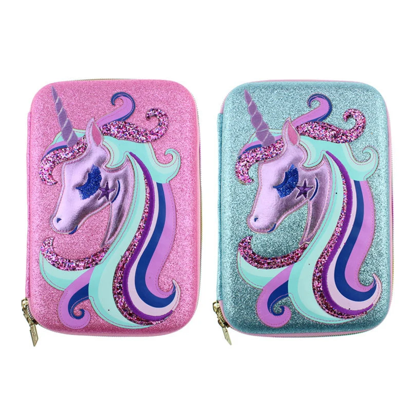 Kawaii Единорог пенал для девочек милый блеск сумка большой емкости Канцтовары
