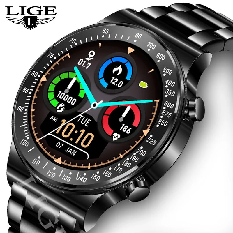 

LIGE New Smart Watch Men Sports Heart Rate Blood Pressure Watch IP67 Waterproof Bluetooth Call Android IOS Smartwatch Cмарт часы