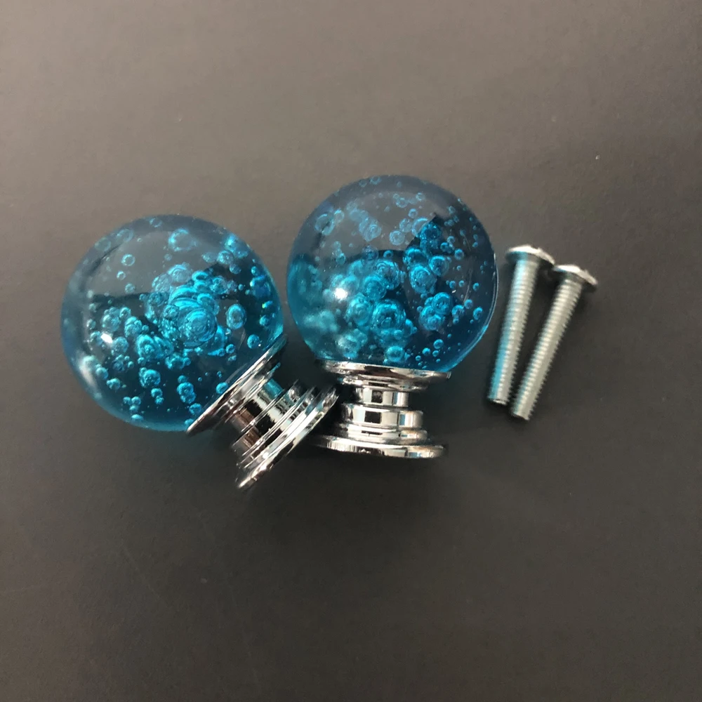 Мебельной дверцы ручка синего цвета с украшением в виде кристаллов пузырь