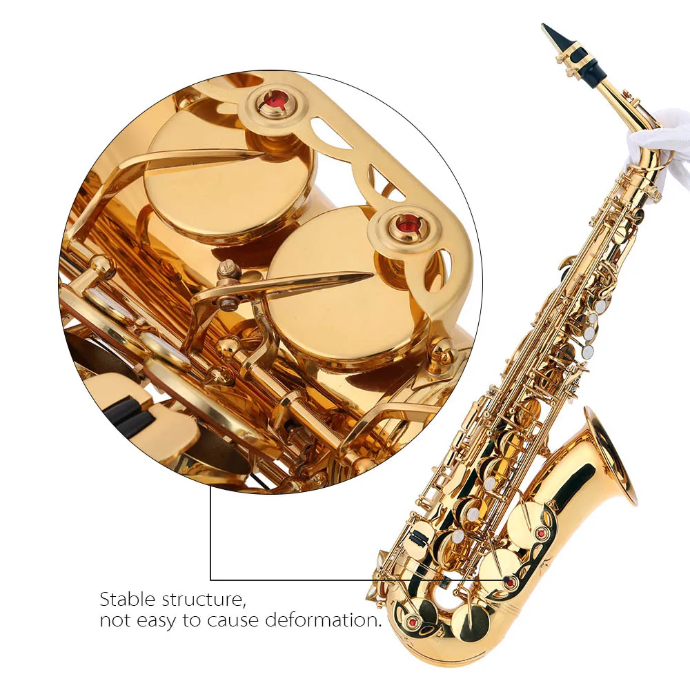 Альт саксофон ammoon bE латунный лакированный Золотой E плоский Sax 802 Тип клавиш