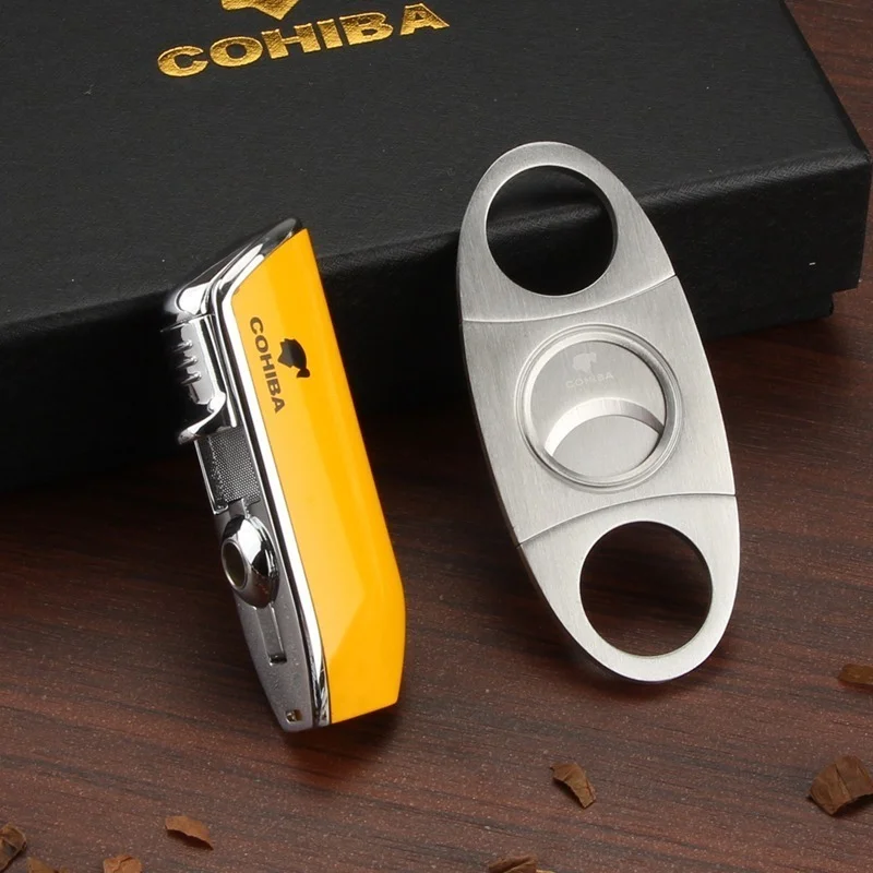 COHIBA зажигалка для сигар 3 струи пламени газофонарь Бутановая Зажигалка резак