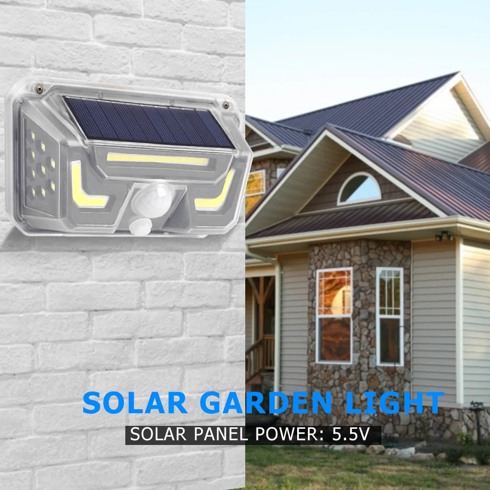 LED COB Solar Light Motion Sensor Illumination Waterproof no Radiation Powered Wall Lamp for Garden Yard Fence | Лампы и освещение