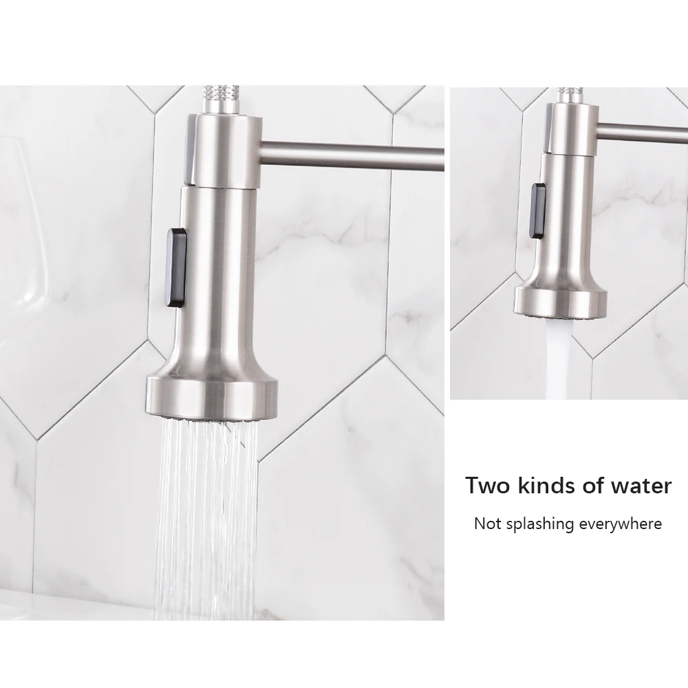 Black Spring Style Kitchen Faucet Deck Mounted 360 Degree Rotation Sink Tap Hot And Cold Mixer Pull Down Sprayer Nozzle Faucets |