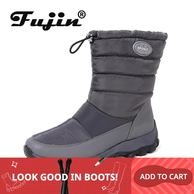 Fujin/зимние сапоги водонепроницаемые на платформе 6 см зимняя обувь с теплым мехом
