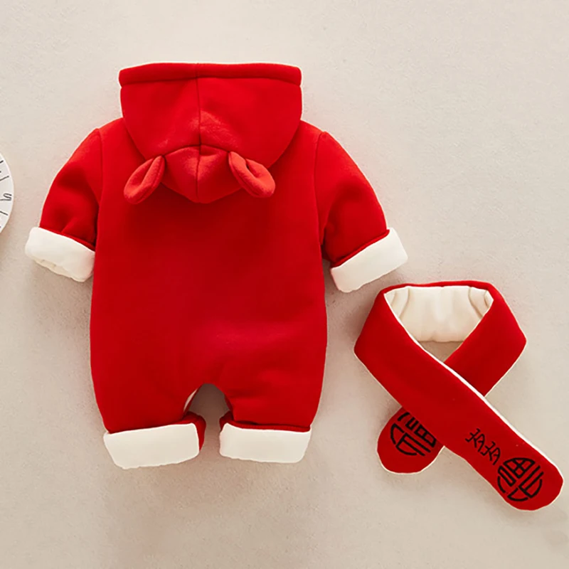 Новогодние Детские комбинезоны с капюшоном зимняя одежда в китайском стиле для