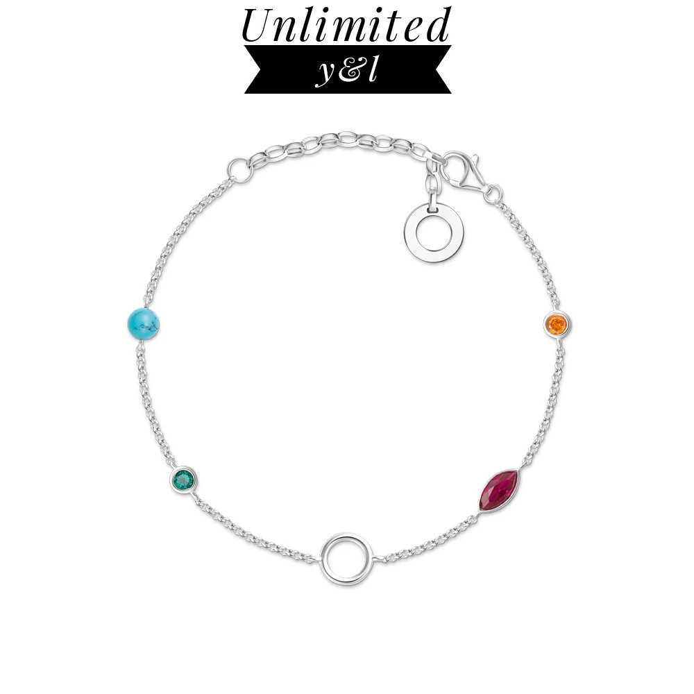 

Женский и мужской браслет из серебра 925 пробы, с цепочкой из разноцветных камней