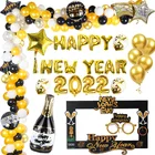 148 шт., новогодние украшения для вечерние, черная Золотая фоторамка, фотореквизит для новогодних воздушных шаров
