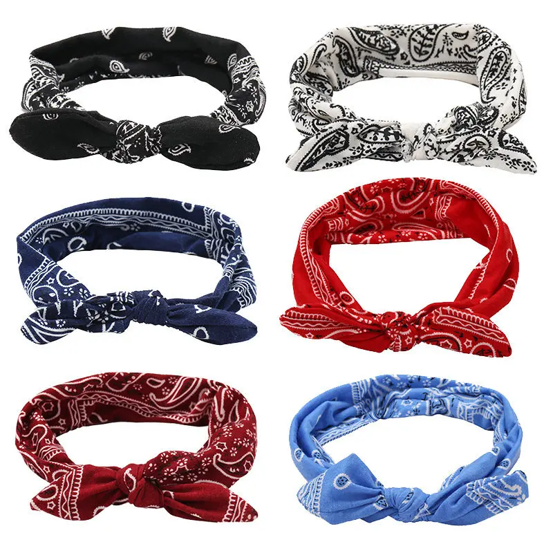 

Women Hair Bands Bohemia Print Headbands Vintage Bow Bandage Bandanas Girls Hair Accessories Elastic Headwrap Summer Headwear