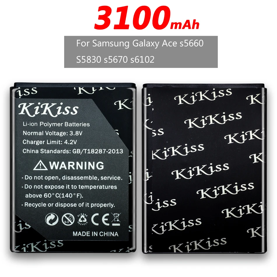 Аккумулятор 3100 мАч для Samsung Galaxy Ace S5830 B7510 I569 I579 I619 S5660 S5670 S5830I S5838 S6102 S6108 5830 EB494358VU +