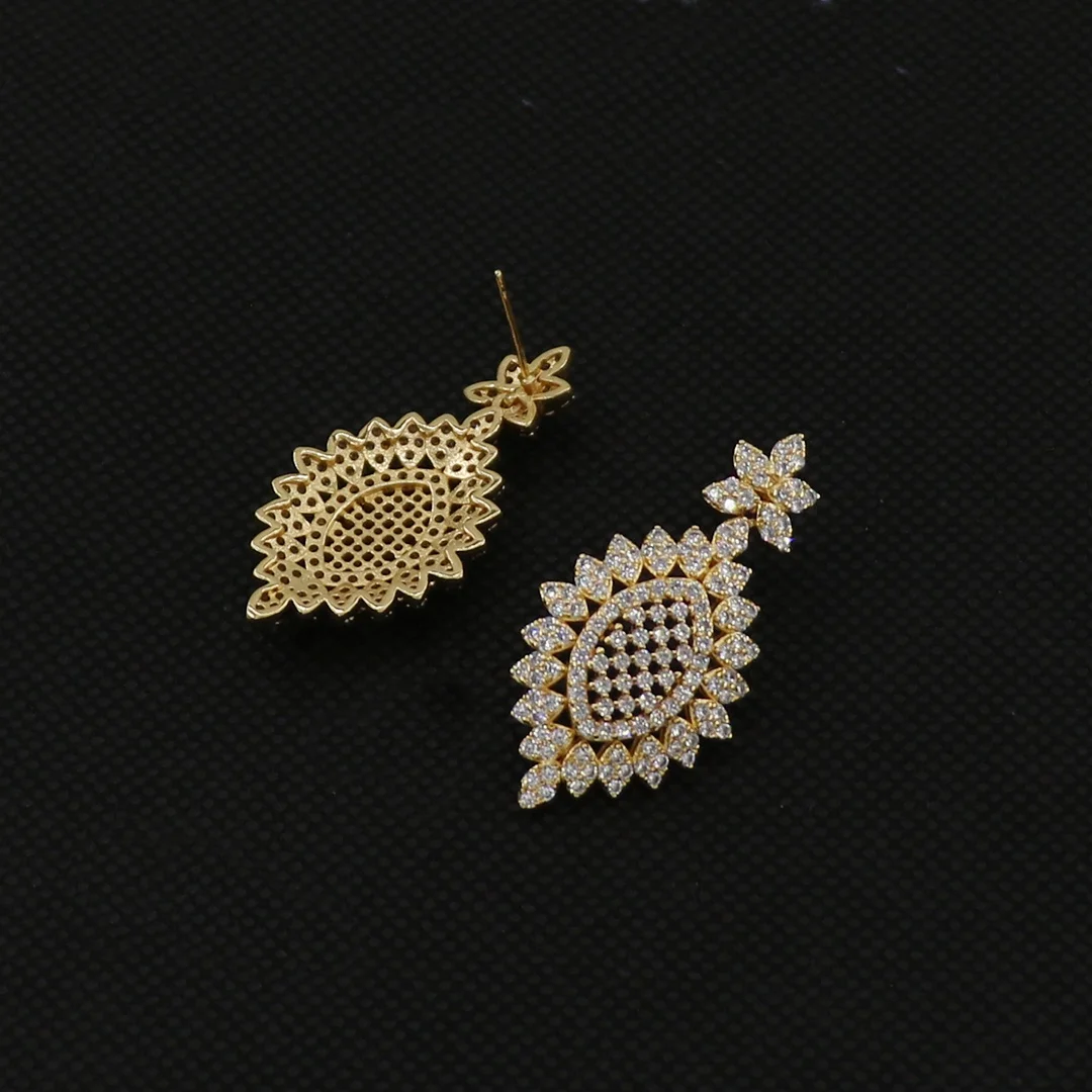 

China Manufacturer women fashion earring zircon stud earrings 24k gold plating jewelry for wholesale