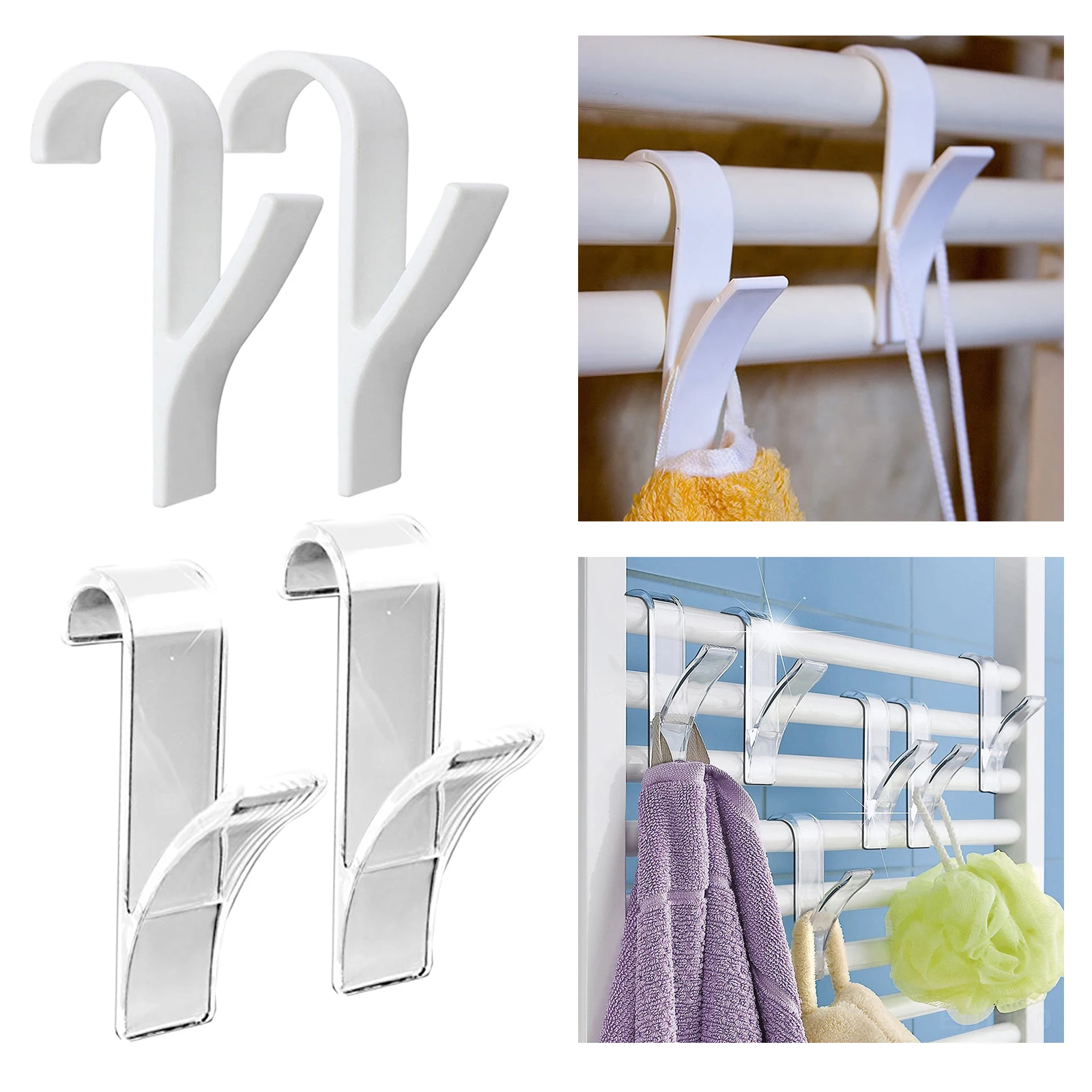 

2Pcs Over The Door Hooks Shower Door Hooks for Doors ABS Plastic Hangers Over Door Hooks Shower Squeegee Hooks Towel Rack