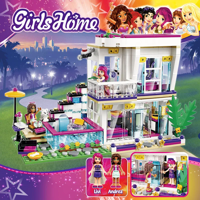 760pcs Pop Star Livi's House Building Block Compatible 41135 Friends For Girls Figures Bricks Educational Toys Children | Игрушки и