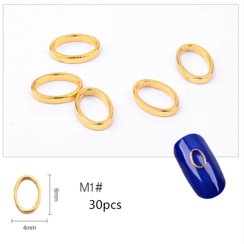 30 шт./упак. Золотой Серебряный ноготь искусство украшения 3D металлические полые