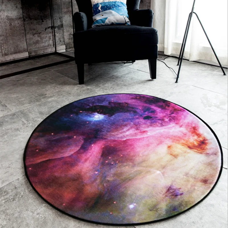 

Nordic Style Round Area Rugs Universe Starry Sky Pattern Living Room Carpet Soft Kids Bedroom Play Tent Chair Non-Slip Floor Mat