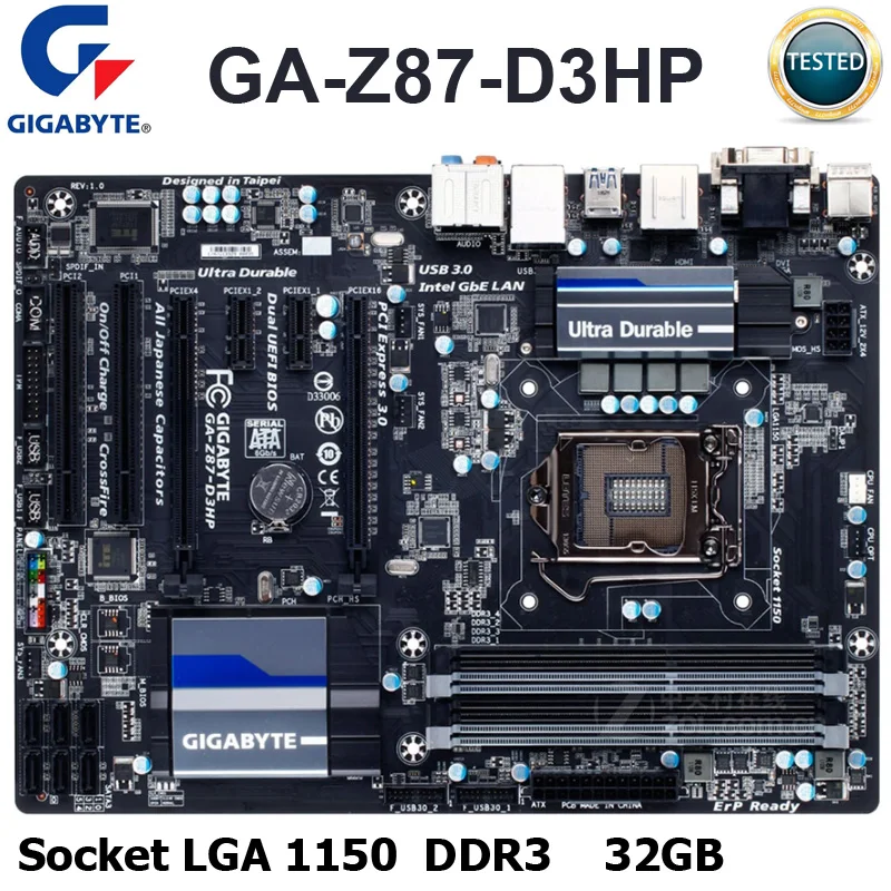 GIGABYTE GA-Z87-D3HP материнская плата LGA 1150 DDR3 Intel Z87 32 Гб Core i7/i5/i3 SATA III PCI-E 3 0 десктопная