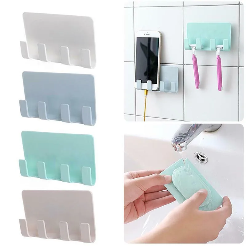 Высокое многофункциональное настенное 4 крючка стойка для хранения телефон