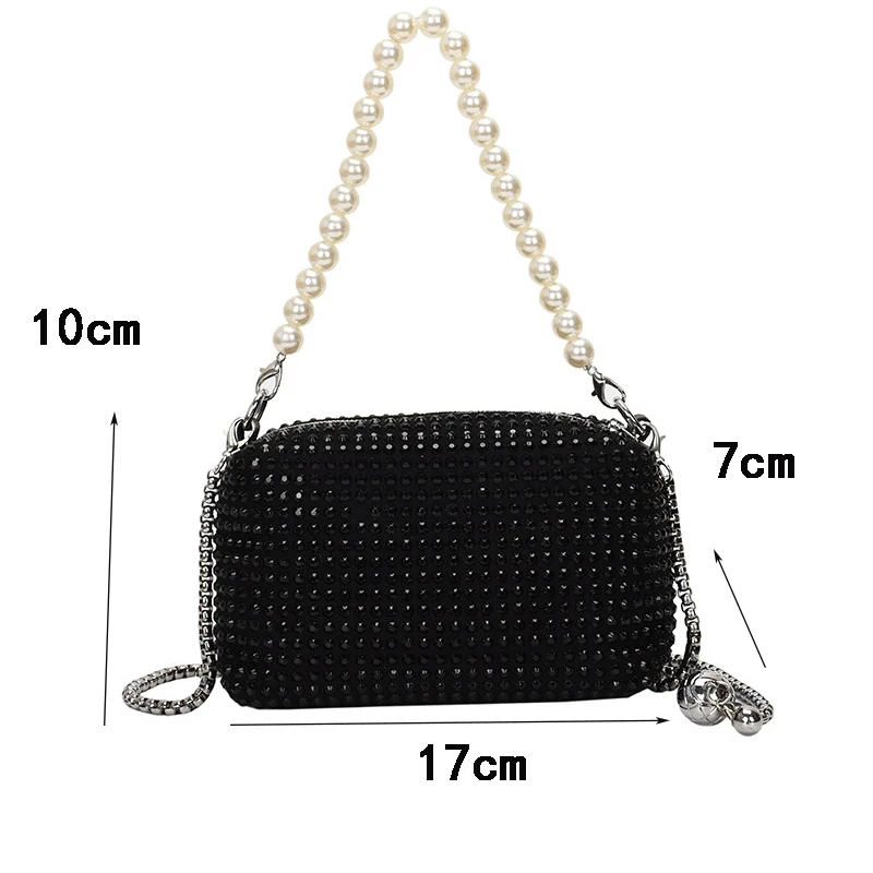 Brand Chain Shoulder Bags Women Diamond Luxury Handbags Lady Box Messenger Pack Design Evening Bag Satchels Pearl Crossbody Bag