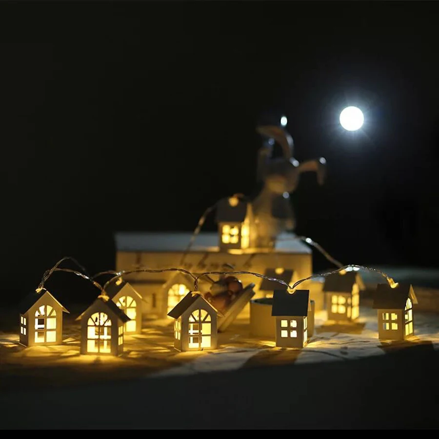 

1.5M 10leds 3M 20leds LED Garland Wood House String Light Room Decor String Lamps Christmas Wedding Party Holiday Fairy Lights