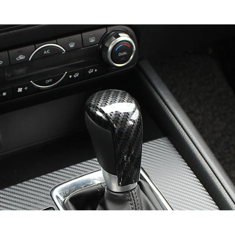 

High Quality ABS Carbon Fiber For Mazda CX5 CX-5 2017 2018 2019 2020 car accessories Car gear shift lever knob handle Cover Trim