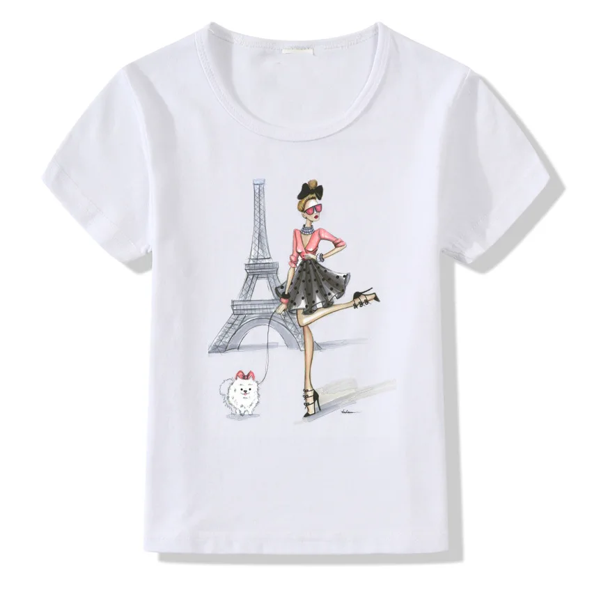 2019 Fashion Paris Tower Print T shirt Children Cool Girl Short Sleeve Summer Tops Kids O-neck Clothes Baby Tshirt Clothing Tees | Детская