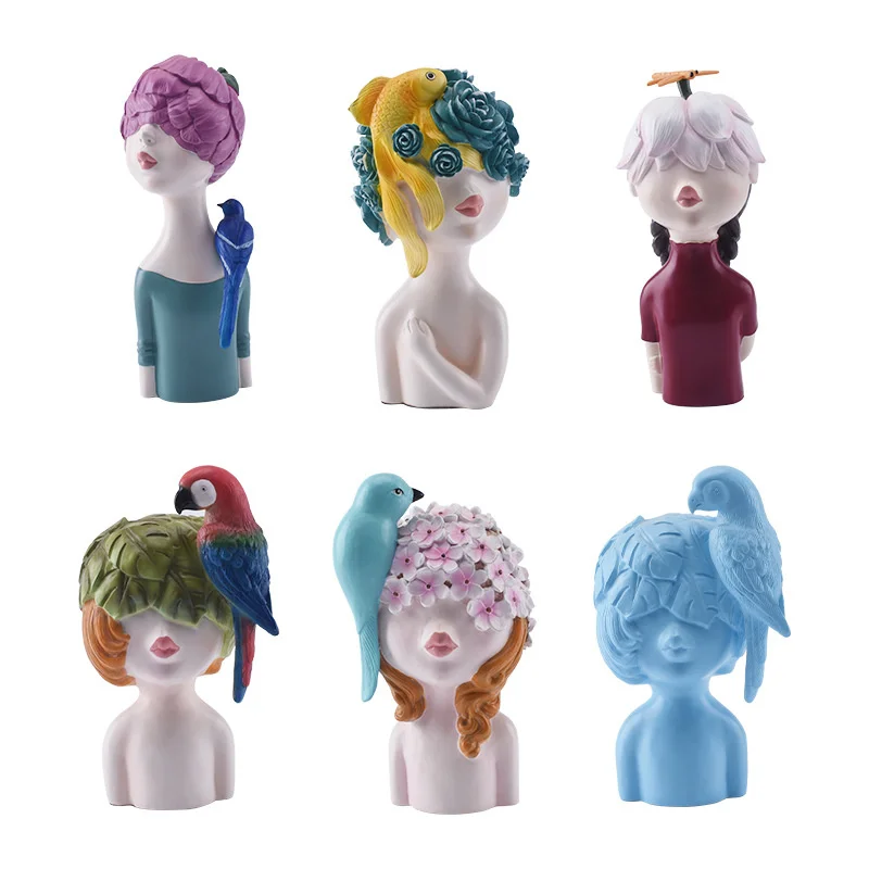 

Creative Light Luxury Art Home Living Room Bedroom Soft Decoration Creative Girl Figure Resin Decoration table decor Cute