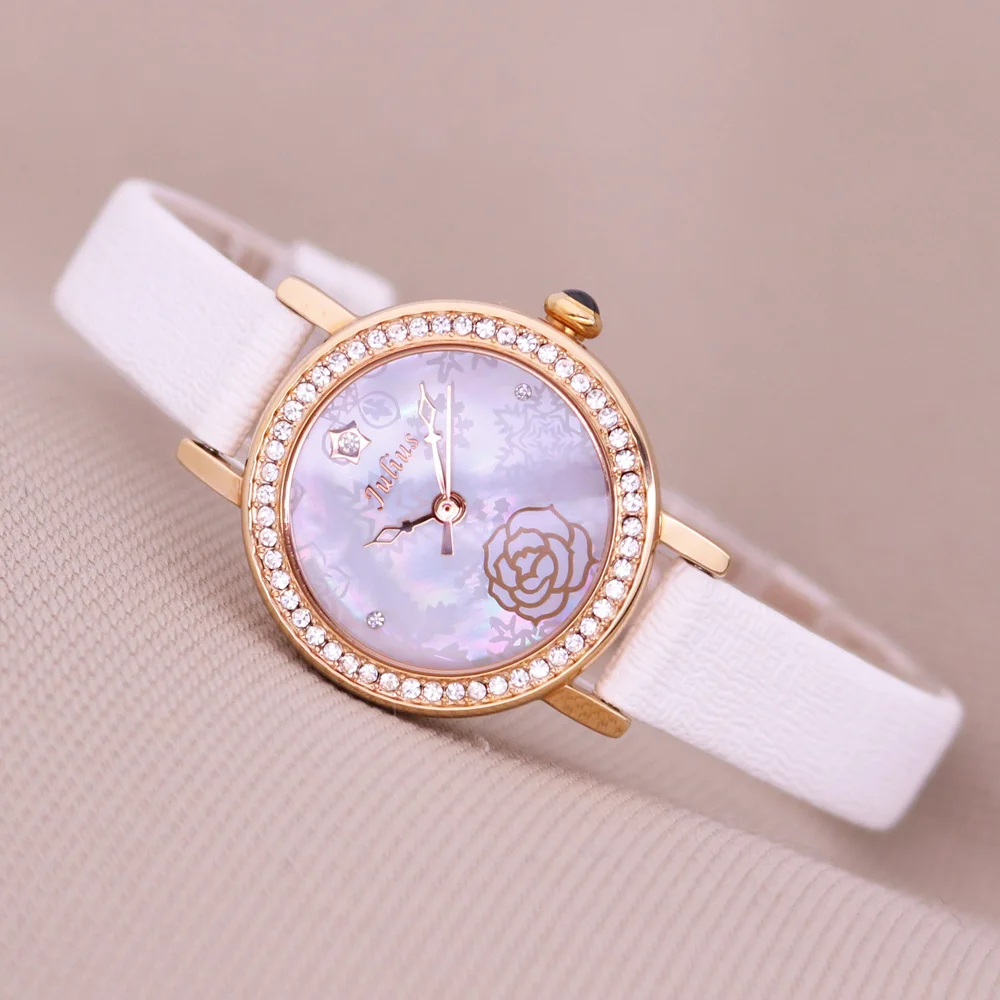 Маленькая Роза снег Julius женские часы с японским кварцевым механизмом