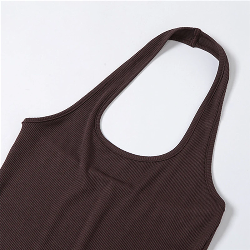 

2021 Women Playsuit Summer Sleeveless Halter Solid Backless Skinny Bodycon Playsuit Ladies Streetwear Casual Romper